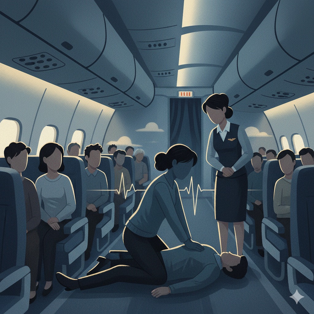 Doctor on duty at 30,000 ft